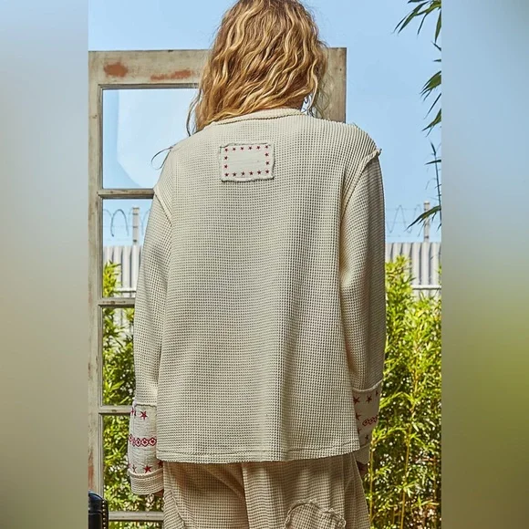 POL Cream Embroidered Waffle Knit Top - Picture 4 of 5